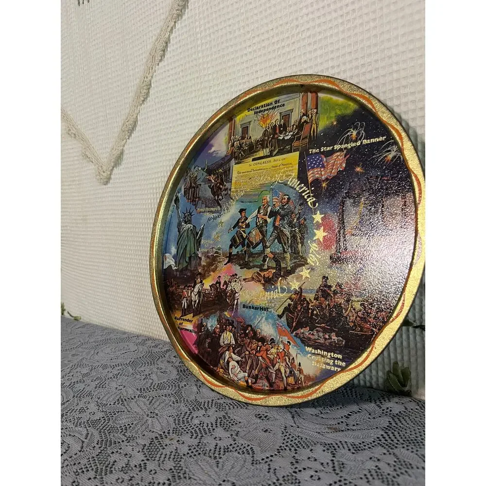 Vintage 1776-1976 Bicentennial Commemorative Plate United States of America Gold
